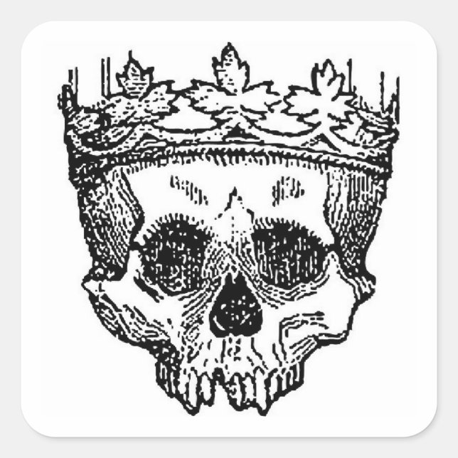 Adesivo Quadrado Crânio Pirata com Coroa (Frente)