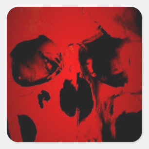 Adesivo Quadrado Crânio Vermelho