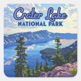 Adesivo Quadrado Crater Lake National Park Oregon Retro