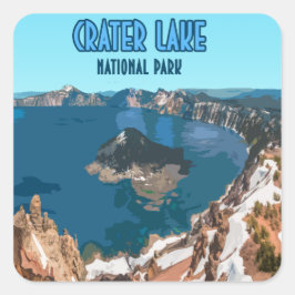 Adesivo Quadrado Crater Lake National Park Oregon Vintage