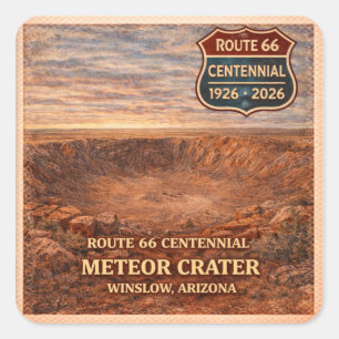 Adesivo Quadrado Cratera do Meteorito de Winslow Arizona Centenário