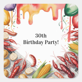 Adesivo Quadrado Crawfish Boil Birthday Party For Adults