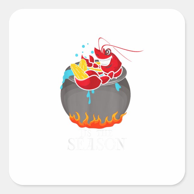 Adesivo Quadrado Crawfish Boil Tis The Season Crawdaddy Crayfish Fu (Frente)