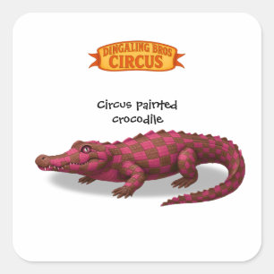 Adesivo Quadrado Crawford, crocodilo de circo pintado