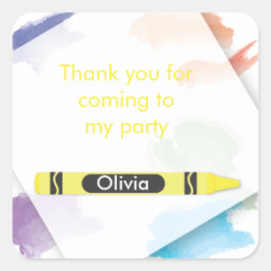 Adesivo Quadrado Crayon Favor Sticker Amarelo