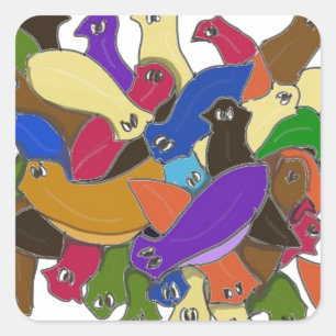 Adesivo Quadrado Crazy Cross Eyed Planarian Worms Design 2