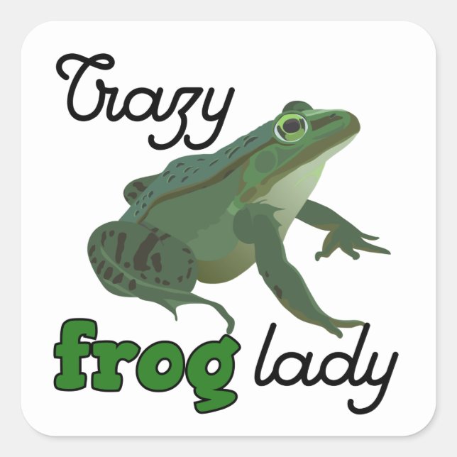 Adesivo Quadrado Crazy Frog Lady Frog lover gifts (Frente)