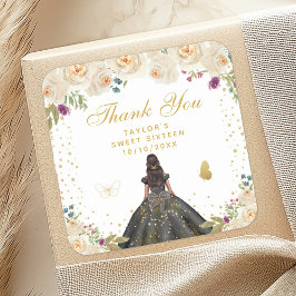 Adesivo Quadrado Cream Floral Dark Skin Princess Sweet