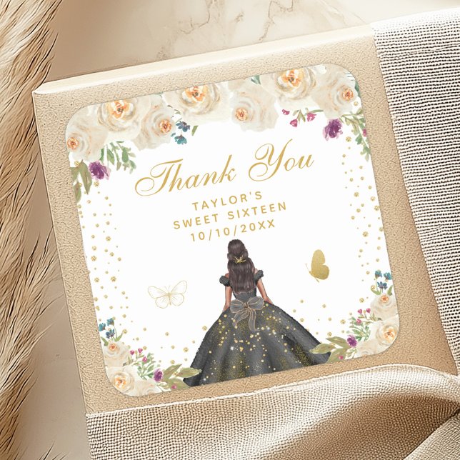 Adesivo Quadrado Cream Floral Dark Skin Princess Sweet (Criador carregado)