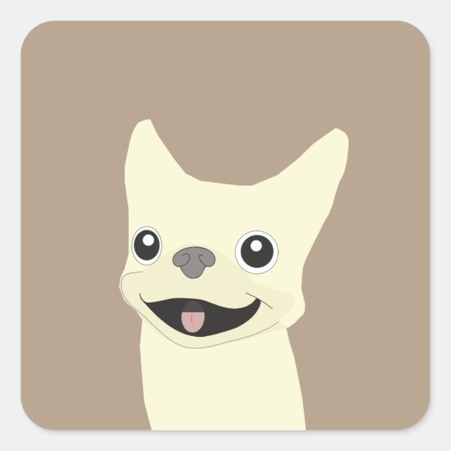Adesivo Quadrado Cream French Bulldog, Warm Taupe (Frente)