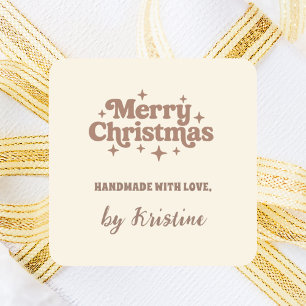 Adesivo Quadrado Cream mocha feita à mão por embrulho de presente d