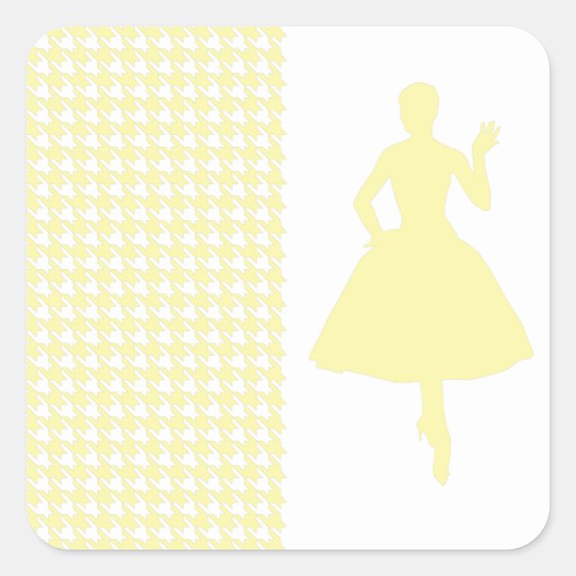 Adesivo Quadrado Cream Modern Houndstooth c/ Fashion Silhouette (Frente)