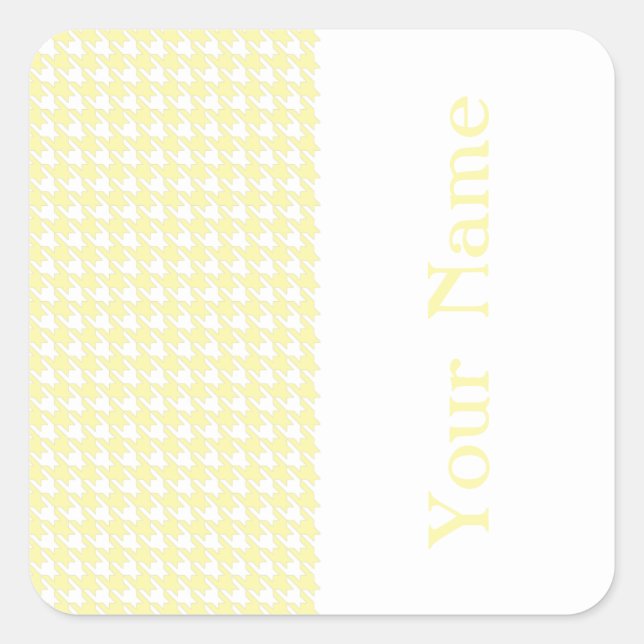 Adesivo Quadrado Cream Modern Houndstooth com nome (Frente)