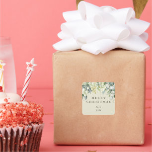 Adesivo Quadrado Cream Snowberry+Eucalyptus Felry Natal/Personaliza