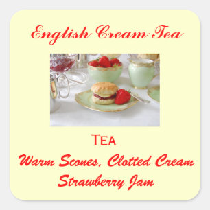 Adesivo Quadrado Cream Tea Baking Sticker