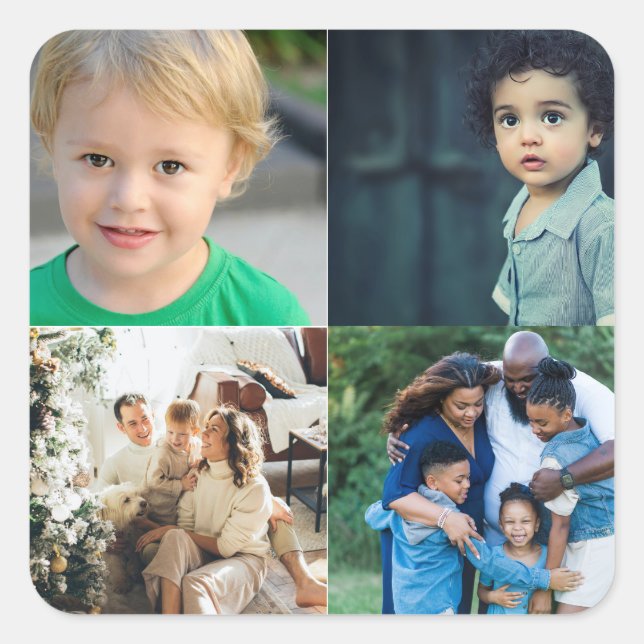 Adesivo Quadrado Create Your Own 4 Photo Collage (Frente)