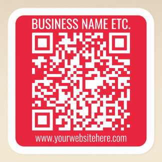 Adesivo Quadrado Create Your Own QR Code w/Border | Red & White