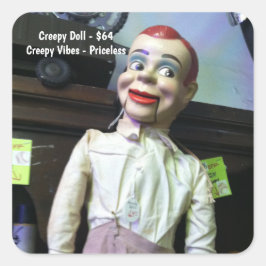 Adesivo Quadrado Creepy Ventriloquist Doll Stickers