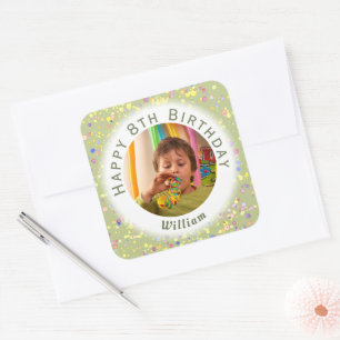 Adesivo Quadrado Creme de limão Personalizável Aquarela de Foto de