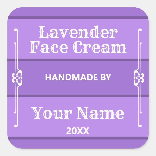Adesivo Quadrado Creme Personalizado de Lavanda (Frente)