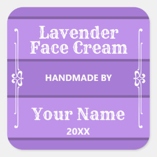 Adesivo Quadrado Creme Personalizado de Lavanda