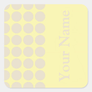 Adesivo Quadrado Creme pontos neutros com texto de nome