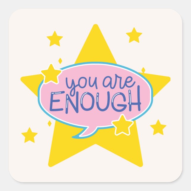 Adesivo Quadrado Creme & Yellow Star Motivational Circle Sticker (Frente)