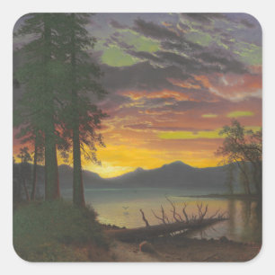 Adesivo Quadrado Crepúsculo, Lake Tahoe, c.1870s (óleo em canvas)