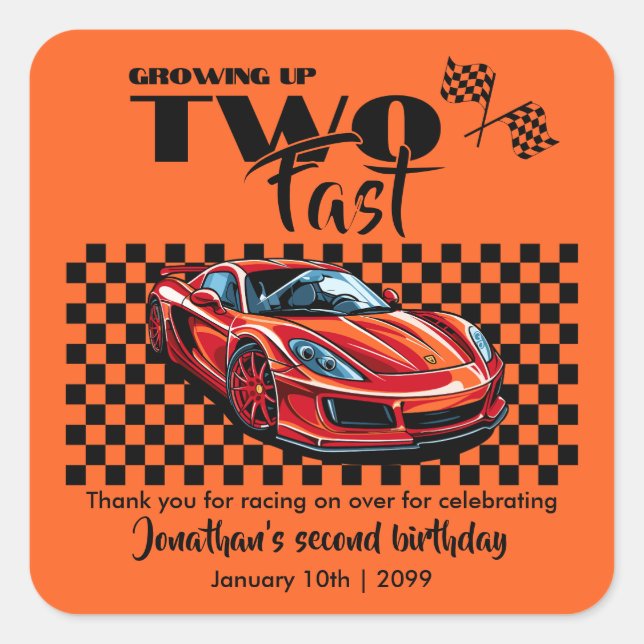 Adesivo Quadrado Crescendo Até Carro De Esporte Vermelho De segundo (Frente)