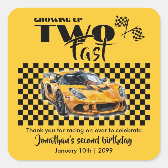 Adesivo Quadrado Crescendo Até Carro Esportivo Amarelo De segundo a (Frente)