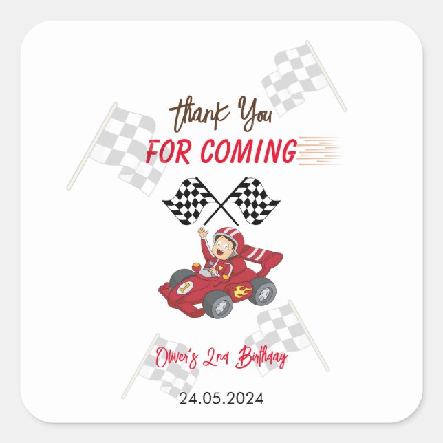 Adesivo Quadrado Crescendo dois segundos aniversários rápidos (Frente)