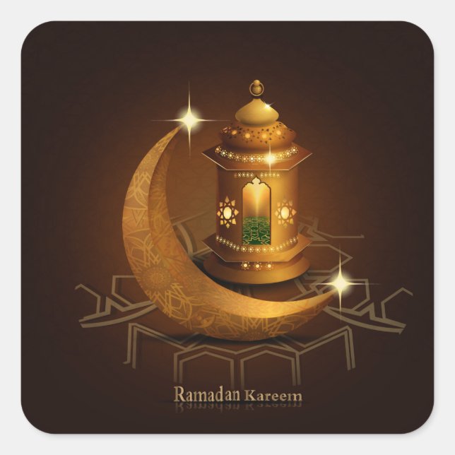 Adesivo Quadrado Crescente lanterna< Ramadan kareem > (Frente)