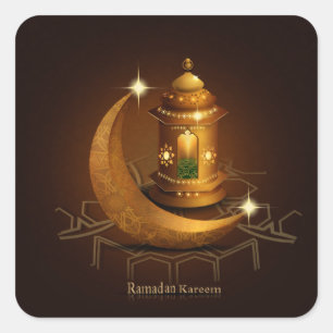 Adesivo Quadrado Crescente lanterna< Ramadan kareem >