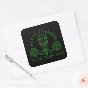 Adesivo Quadrado Crest Kwanzaa verde e preto