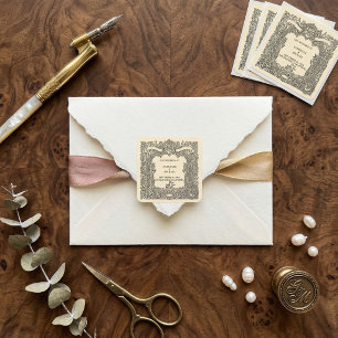 Adesivo Quadrado Crestão Heráldico de Cunho Gótico Vintage para Cas