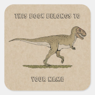 Adesivo Quadrado Cretáceo Dinossauro Tyrannosaurus rex Bookplate