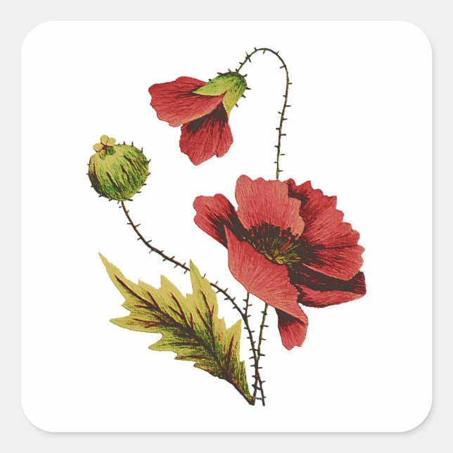 Adesivo Quadrado Crewel Embroiderme Red Poppy (Frente)