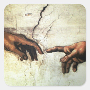Adesivo Quadrado Criação de Adam - mãos Michelangelo 1475 - 1564