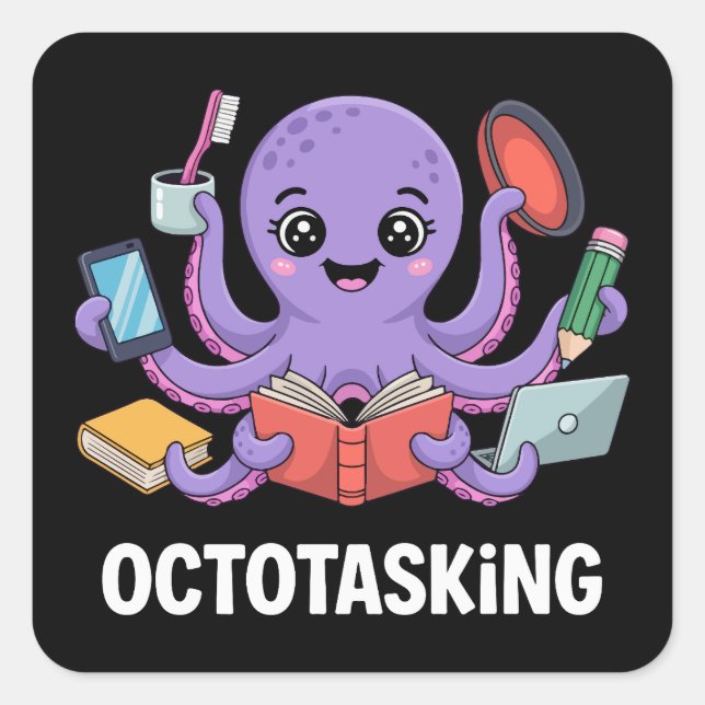 Adesivo Quadrado Criação de Octotasking no Modo Multitarefa (Frente)