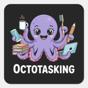 Adesivo Quadrado Criação de Octotasking no Modo Multitarefa