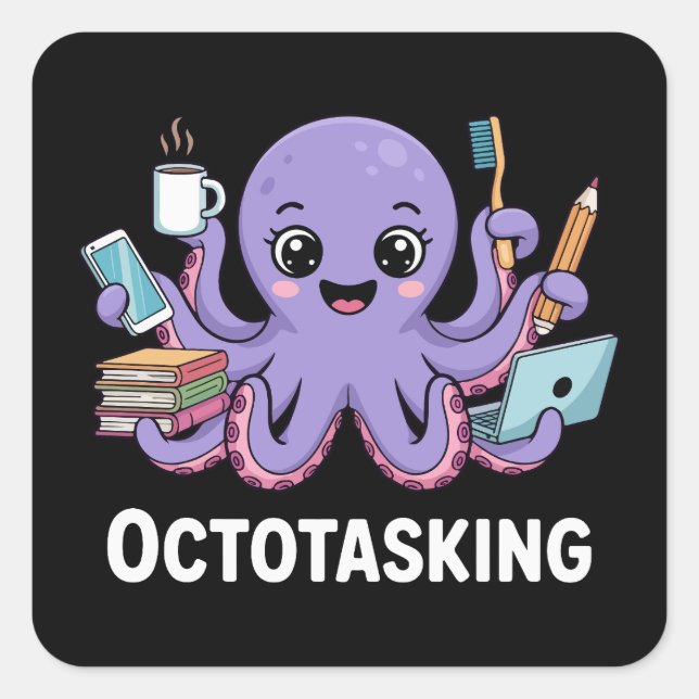 Adesivo Quadrado Criação de Octotasking no Modo Multitarefa (Frente)