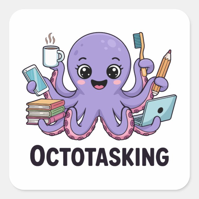 Adesivo Quadrado Criação de Octotasking no Modo Multitarefa (Frente)