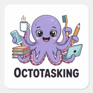 Adesivo Quadrado Criação de Octotasking no Modo Multitarefa