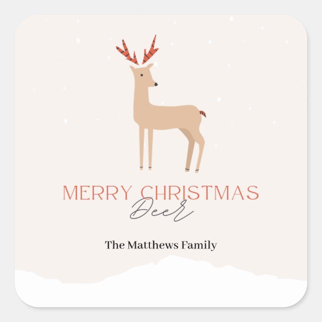 Adesivo Quadrado Criação de Script de Biege de Natal (Frente)