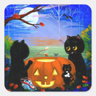 Adesivo Quadrado Criacionarcas de Gato Negro Halloween