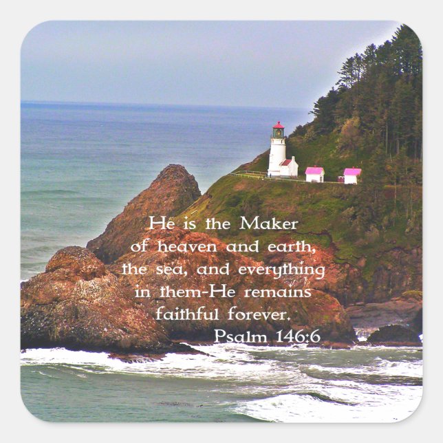 Adesivo Quadrado Criações Cristãs do Mar do Farol (Frente)