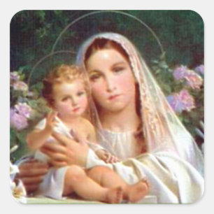 Adesivo Quadrado Criança abençoada Jesus da Virgem Maria e da