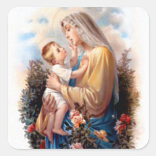 Adesivo Quadrado Criança abençoada Jesus da Virgem Maria e da
