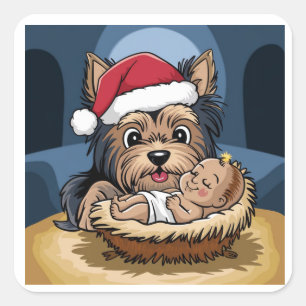Adesivo Quadrado Criança adorada por Yorkshire Terrier