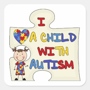 Adesivo Quadrado Criança com a menina triguenha 2 do autismo